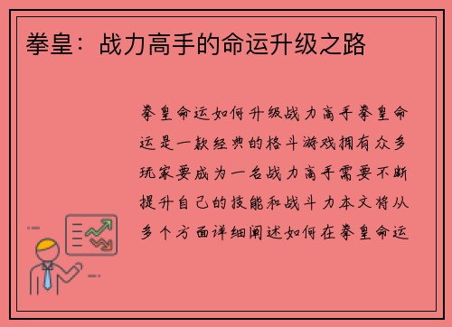 拳皇：战力高手的命运升级之路